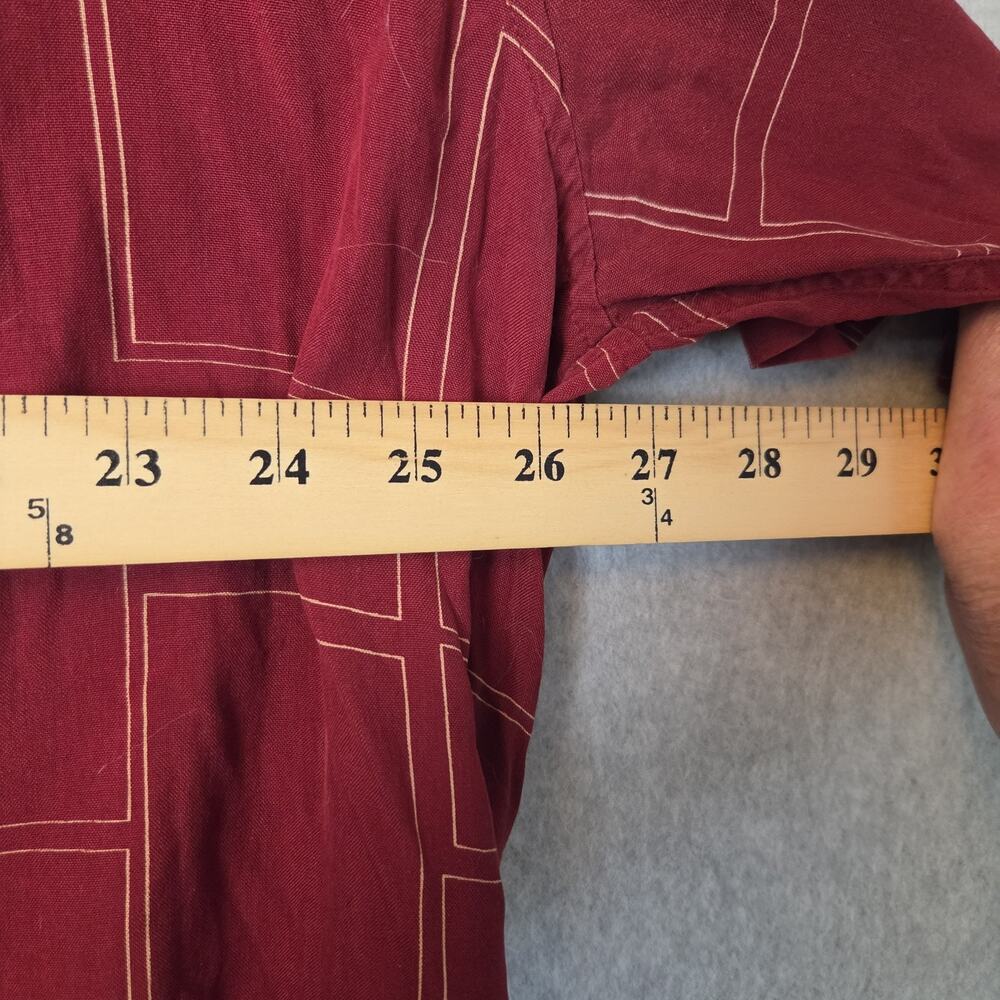 George Foreman 100% Silk Red Geometric SS Casual Button Up Shirt Men's 3XT - Picture 9 of 12